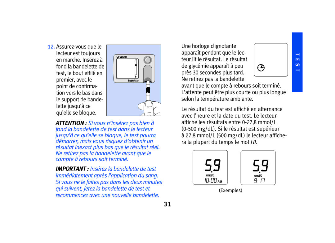 Lifescan SPD2410BD manual Selon la température ambiante 