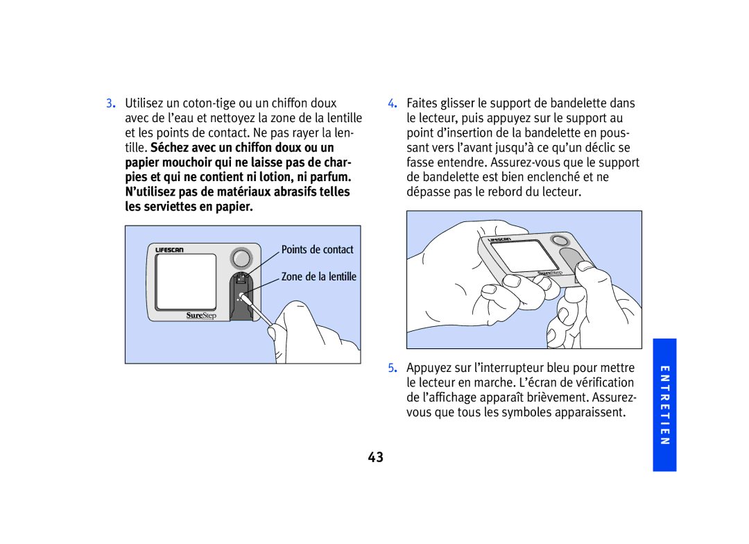 Lifescan SPD2410BD manual Tille. Séchez avec un chiffon doux ou un 