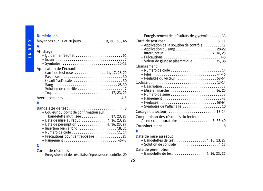 Lifescan SPD2410BD manual Numériques 