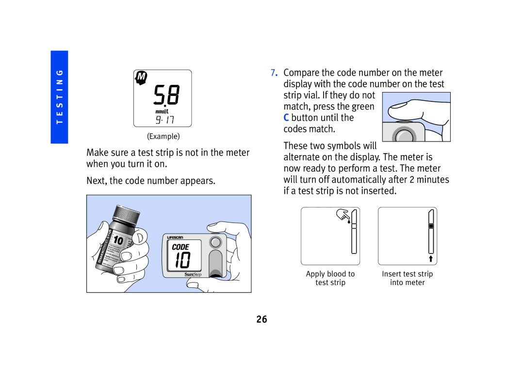 Lifescan SPD2410BD manual Codes match These two symbols will 