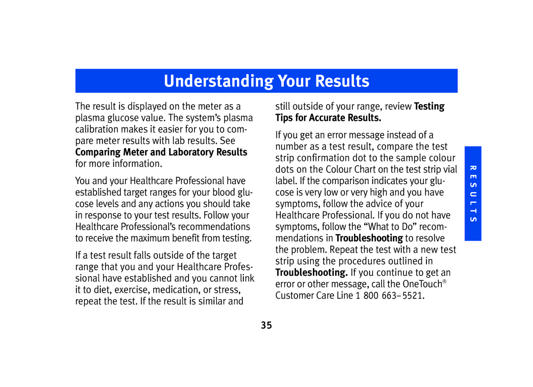 Lifescan SPD2410BD manual Understanding Your Results, Still outside of your range, review Testing 