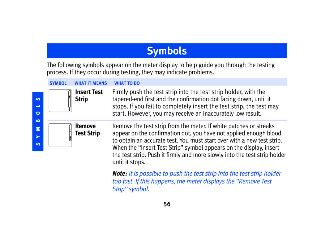 Lifescan SPD2410BD manual Symbols 