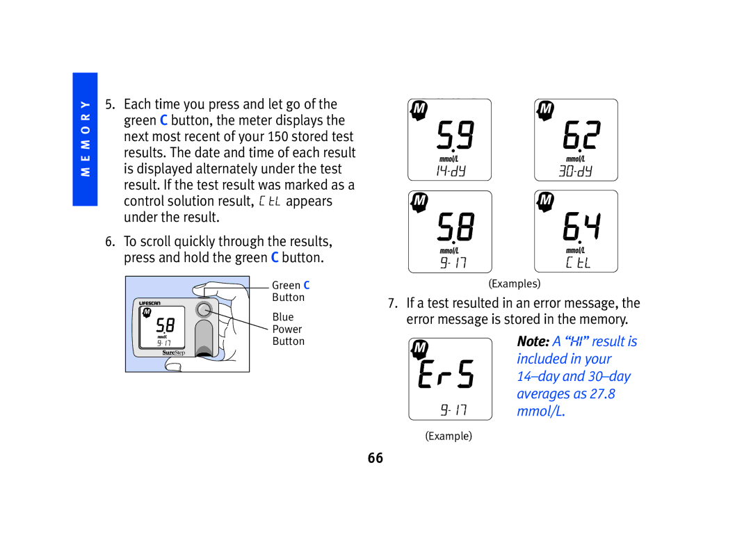 Lifescan SPD2410BD manual Control solution result, appears under the result 