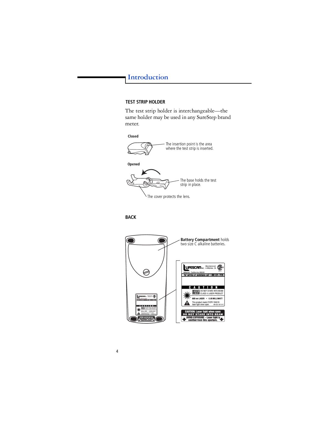 Lifescan SureStep Pro manual Test Strip Holder 