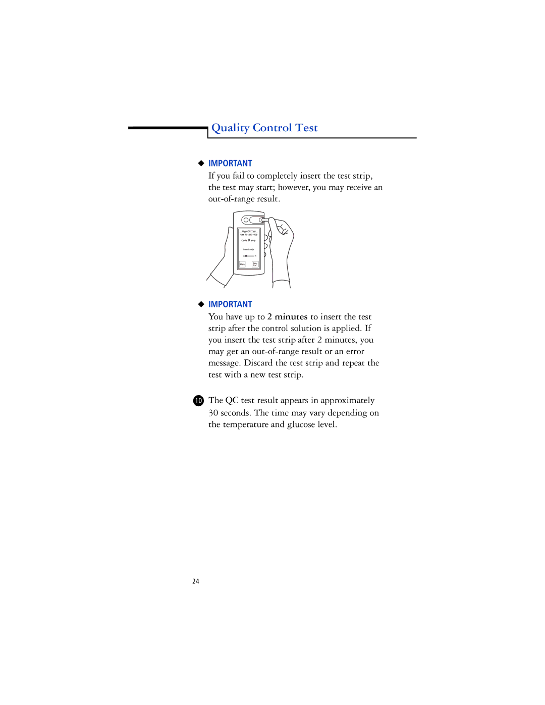 Lifescan SureStep Pro manual Quality Control Test 