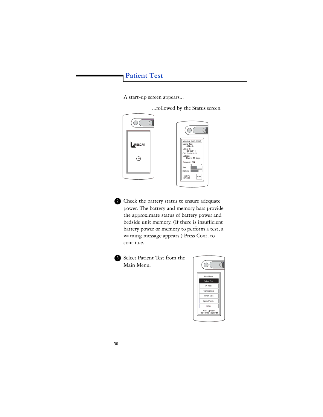 Lifescan SureStep Pro manual Patient Test 