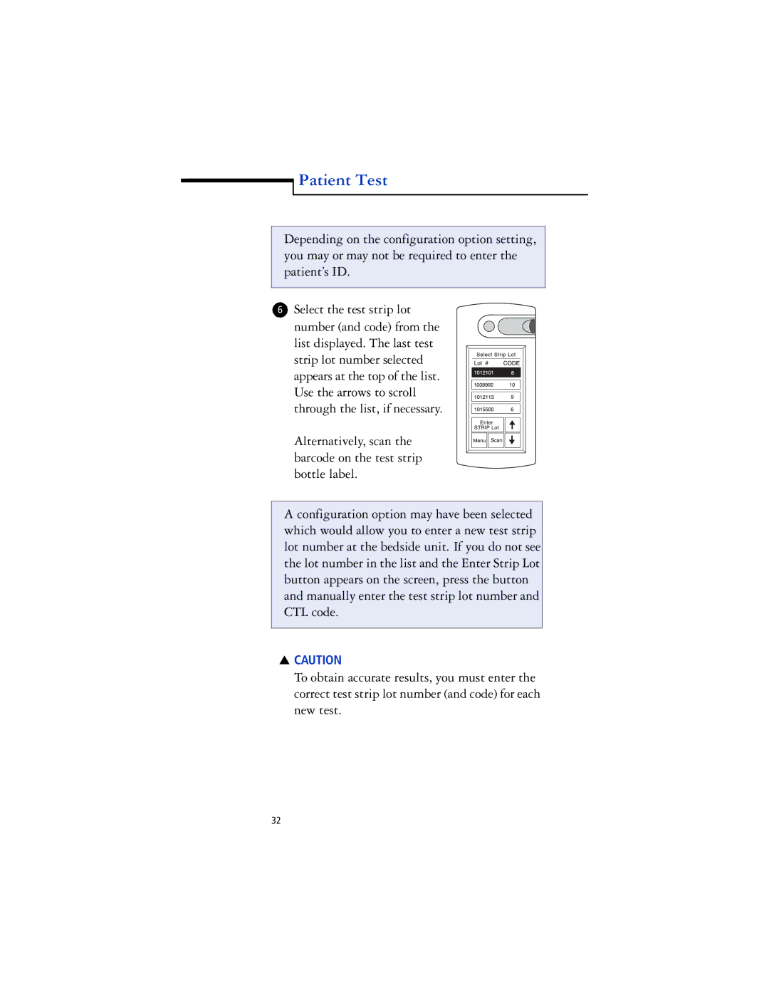 Lifescan SureStep Pro manual Patient Test 