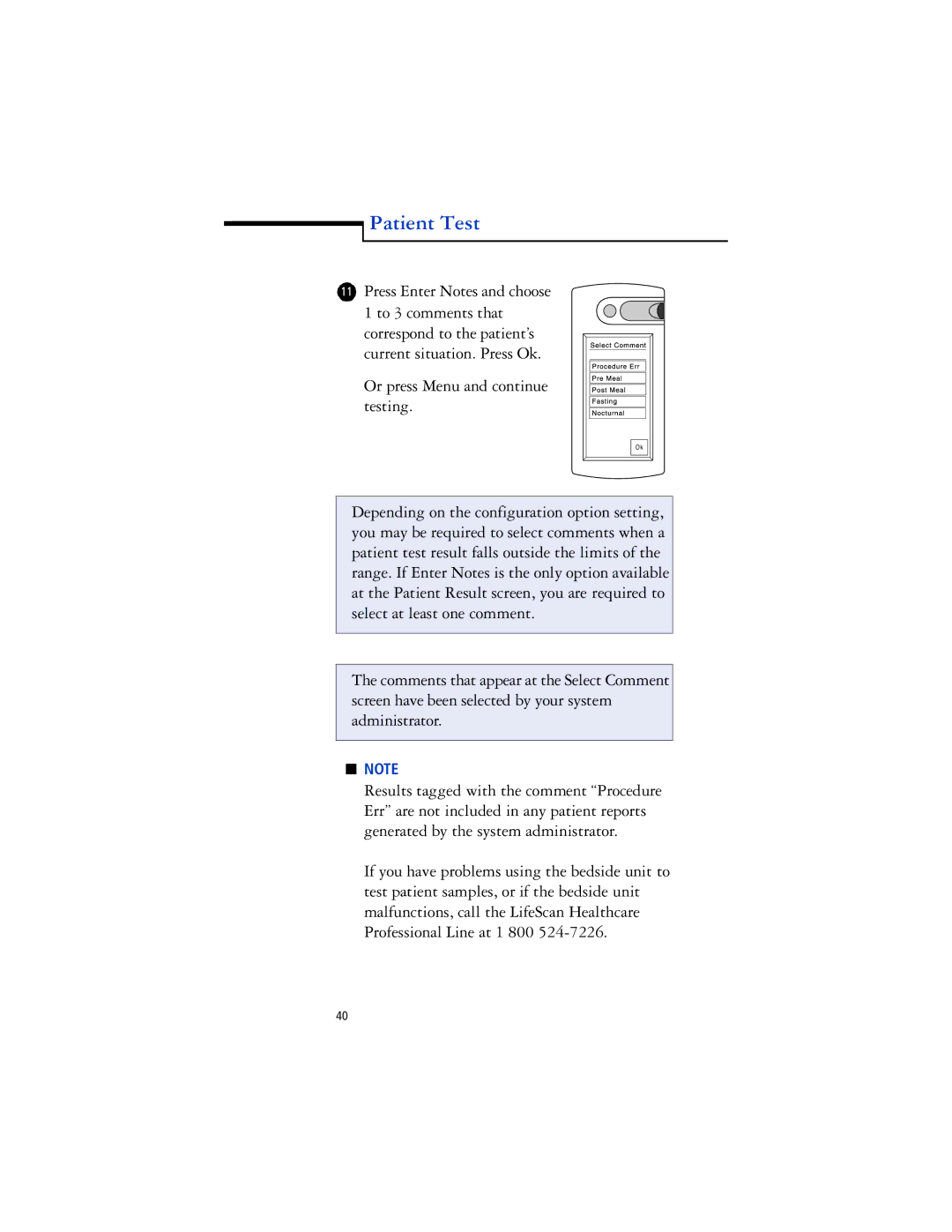 Lifescan SureStep Pro manual Patient Test 