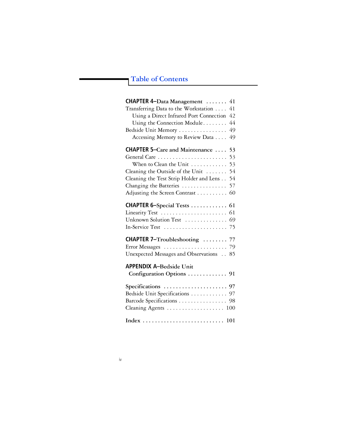 Lifescan SureStep Pro manual Table of Contents 