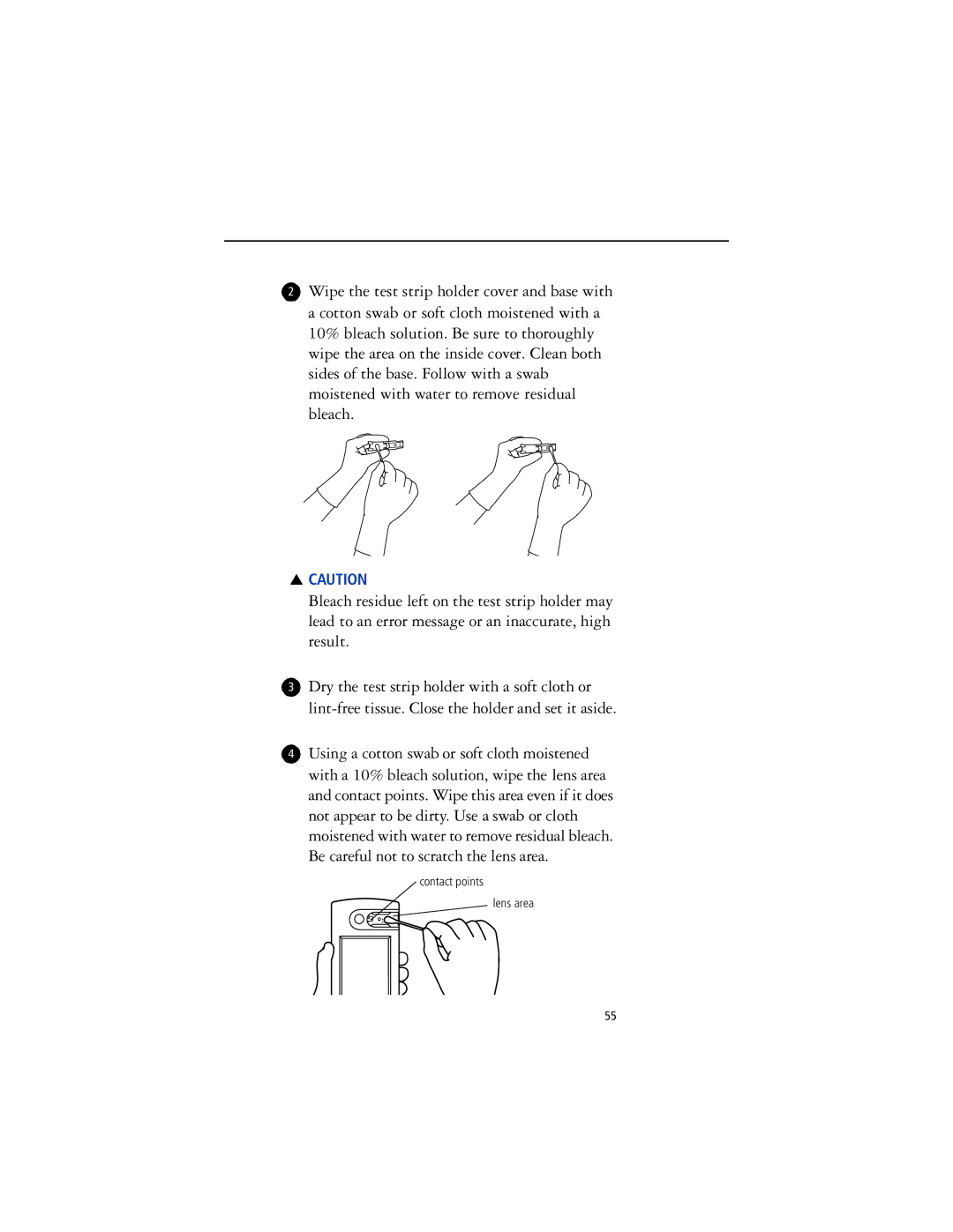 Lifescan SureStep Pro manual Contact points Lens area 