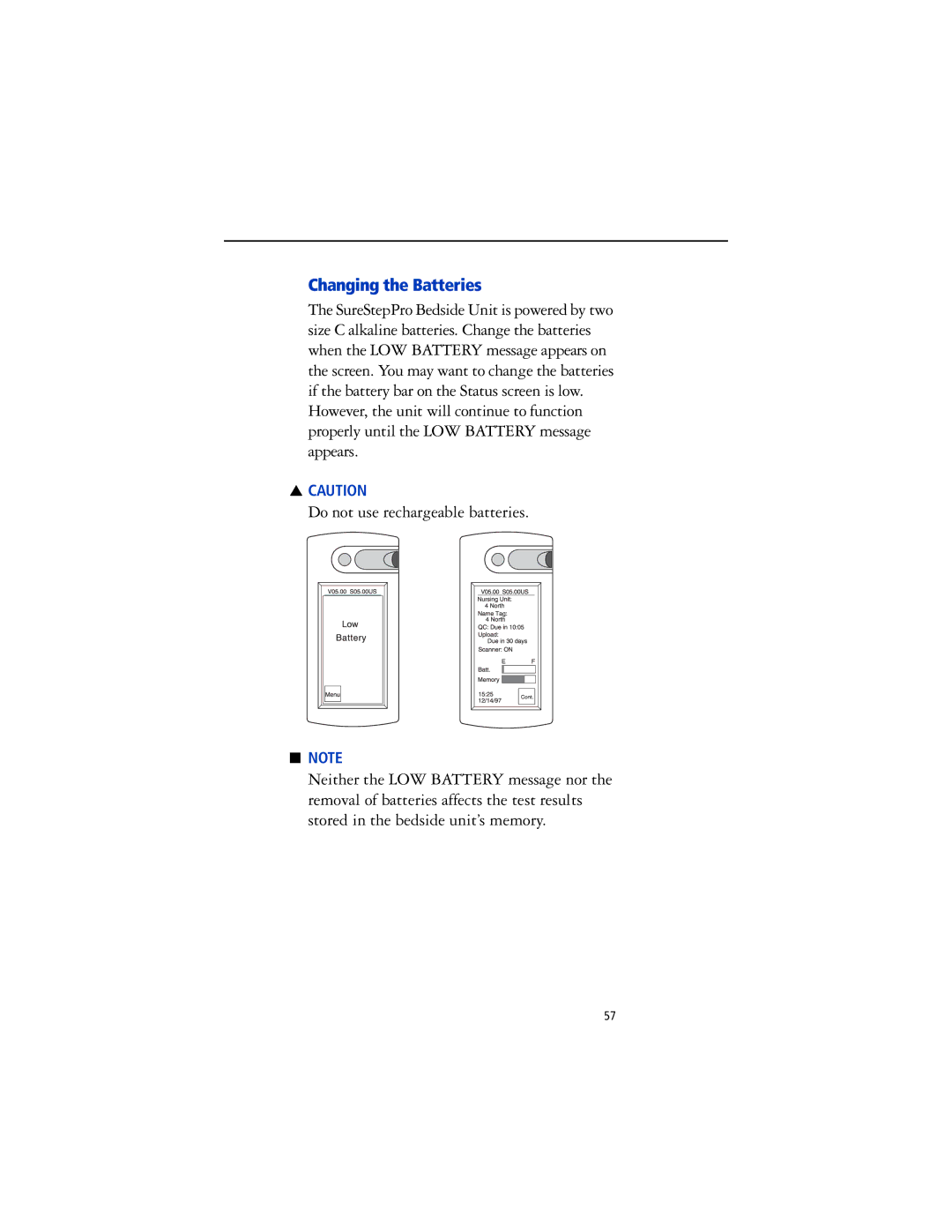 Lifescan SureStep Pro manual Changing the Batteries 