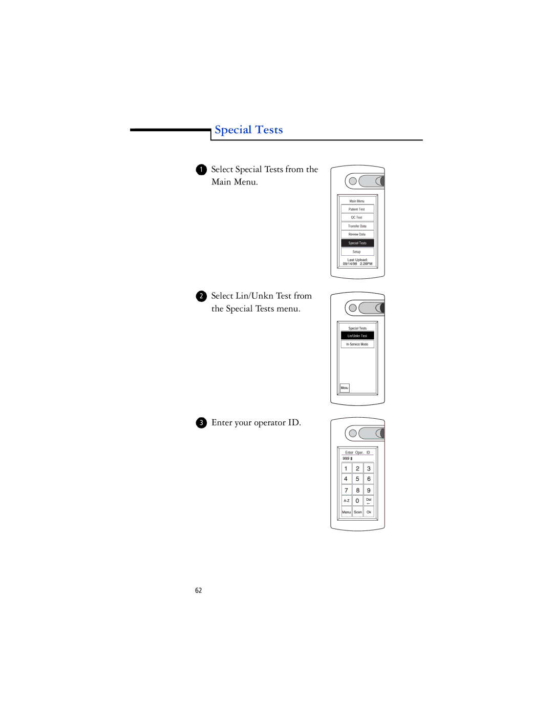 Lifescan SureStep Pro manual Special Tests 