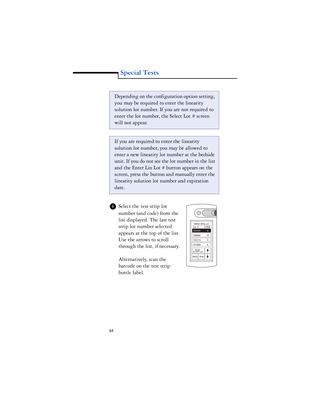 Lifescan SureStep Pro manual Special Tests 