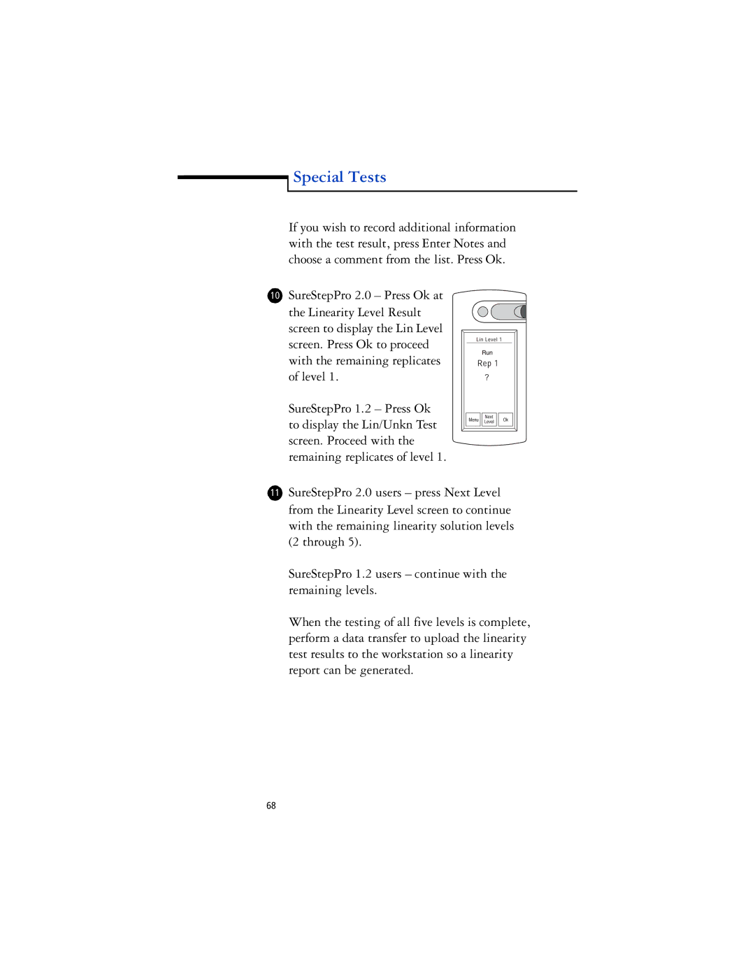 Lifescan SureStep Pro manual Special Tests 