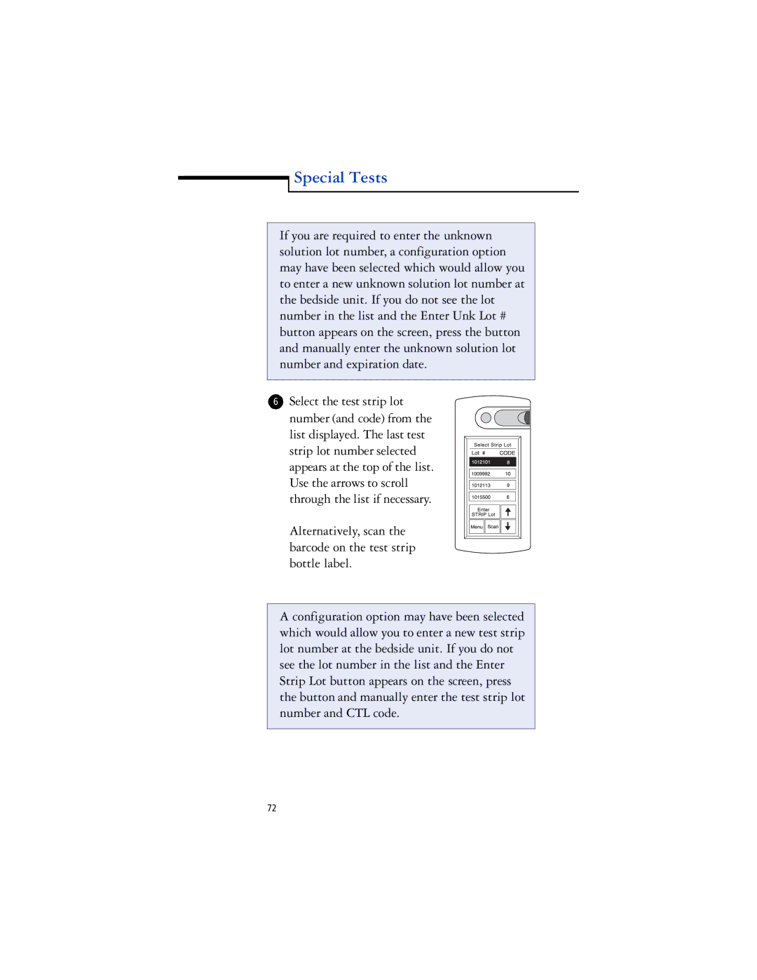 Lifescan SureStep Pro manual Special Tests 