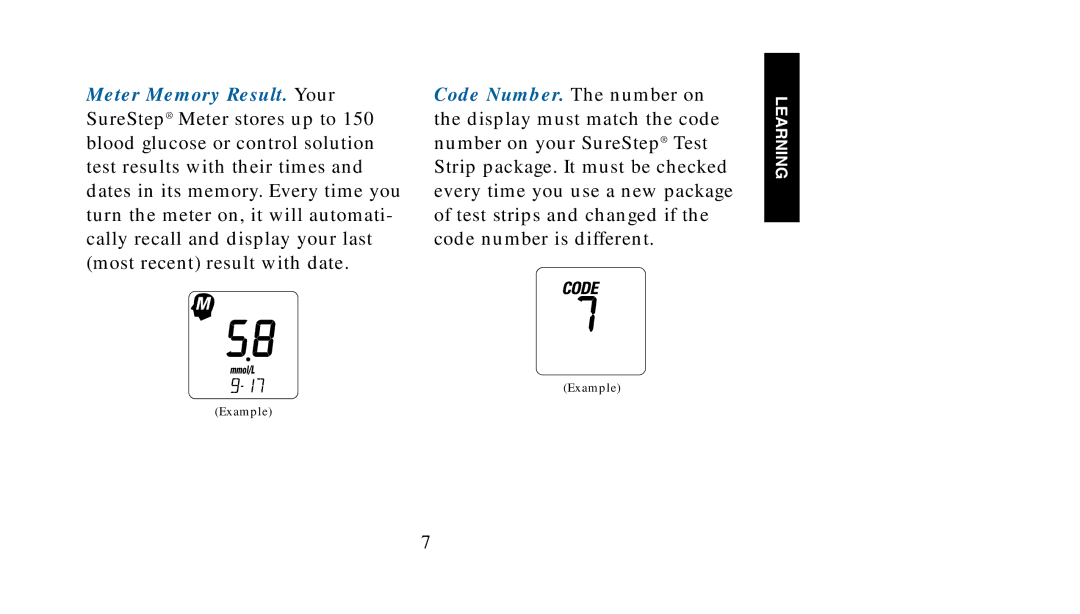 Lifescan SureStep manual Example 