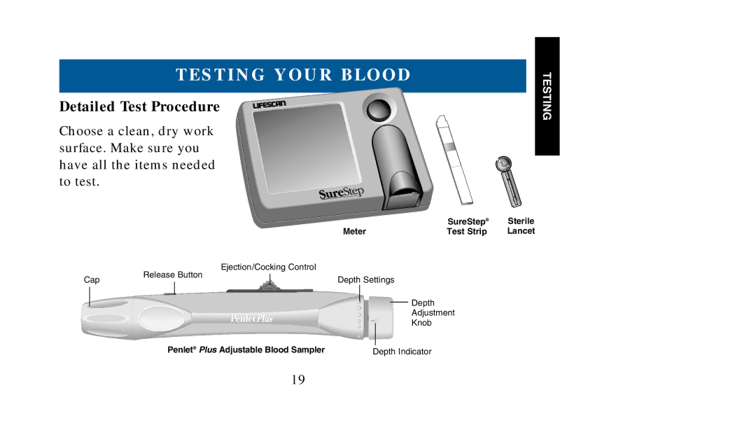 Lifescan SureStep manual Testing Your Blood, Detailed Test Procedure 