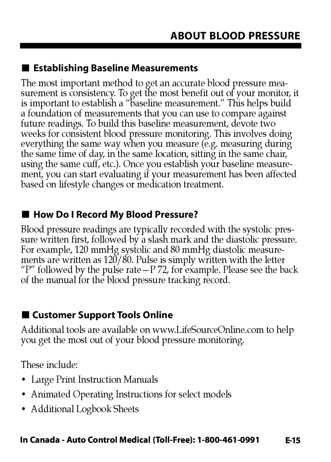 LifeSource UA-631V Establishing Baseline Measurements, How Do I Record My Blood Pressure?, Customer Support Tools Online 