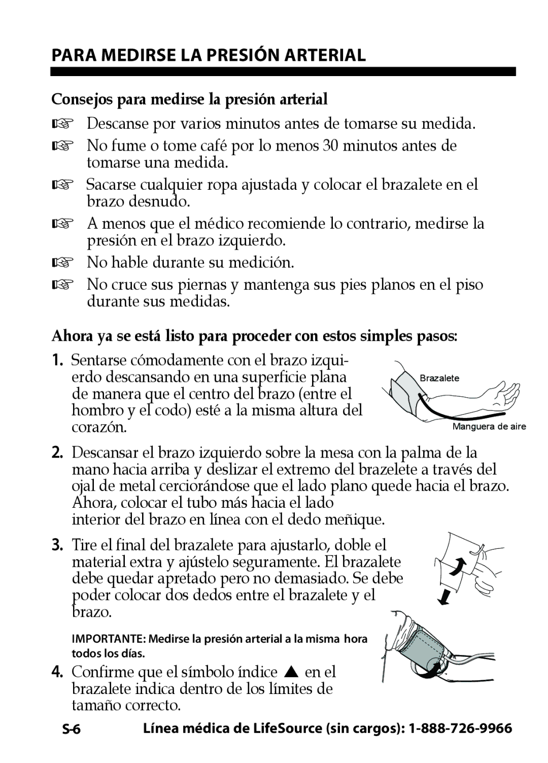 LifeSource UA-631V manual Para Medirse LA Presión Arterial, Consejos para medirse la presión arterial 