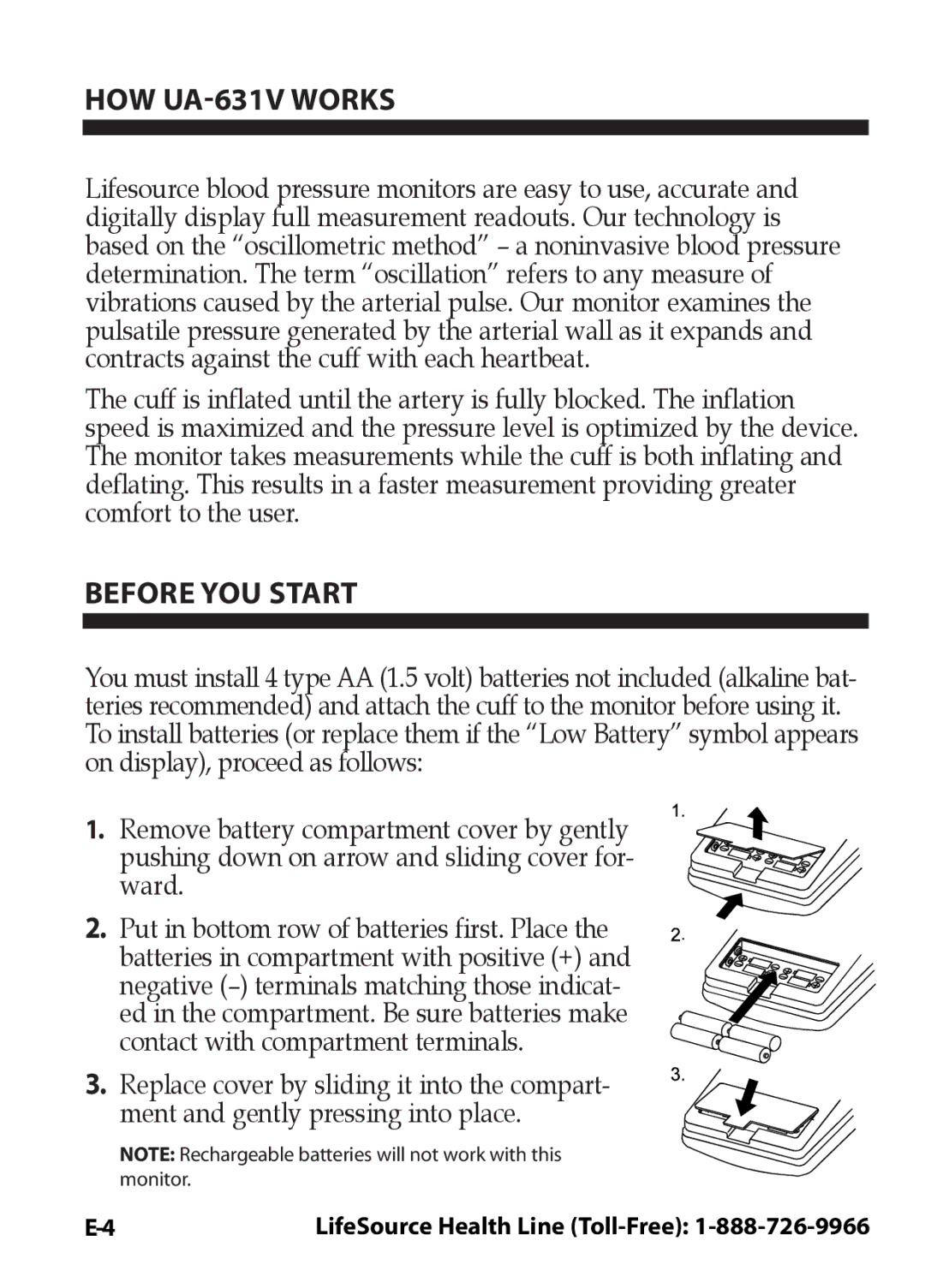 LifeSource manual HOW UA-631V Works, Before YOU Start 