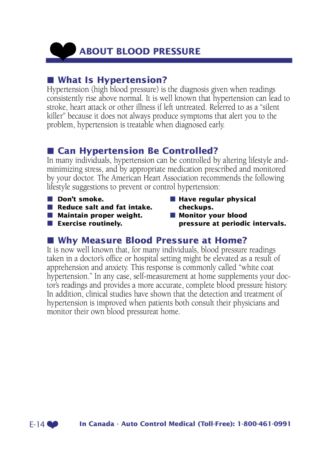 LifeSource UA-705 manual What Is Hypertension?, Can Hypertension Be Controlled?, Why Measure Blood Pressure at Home? 