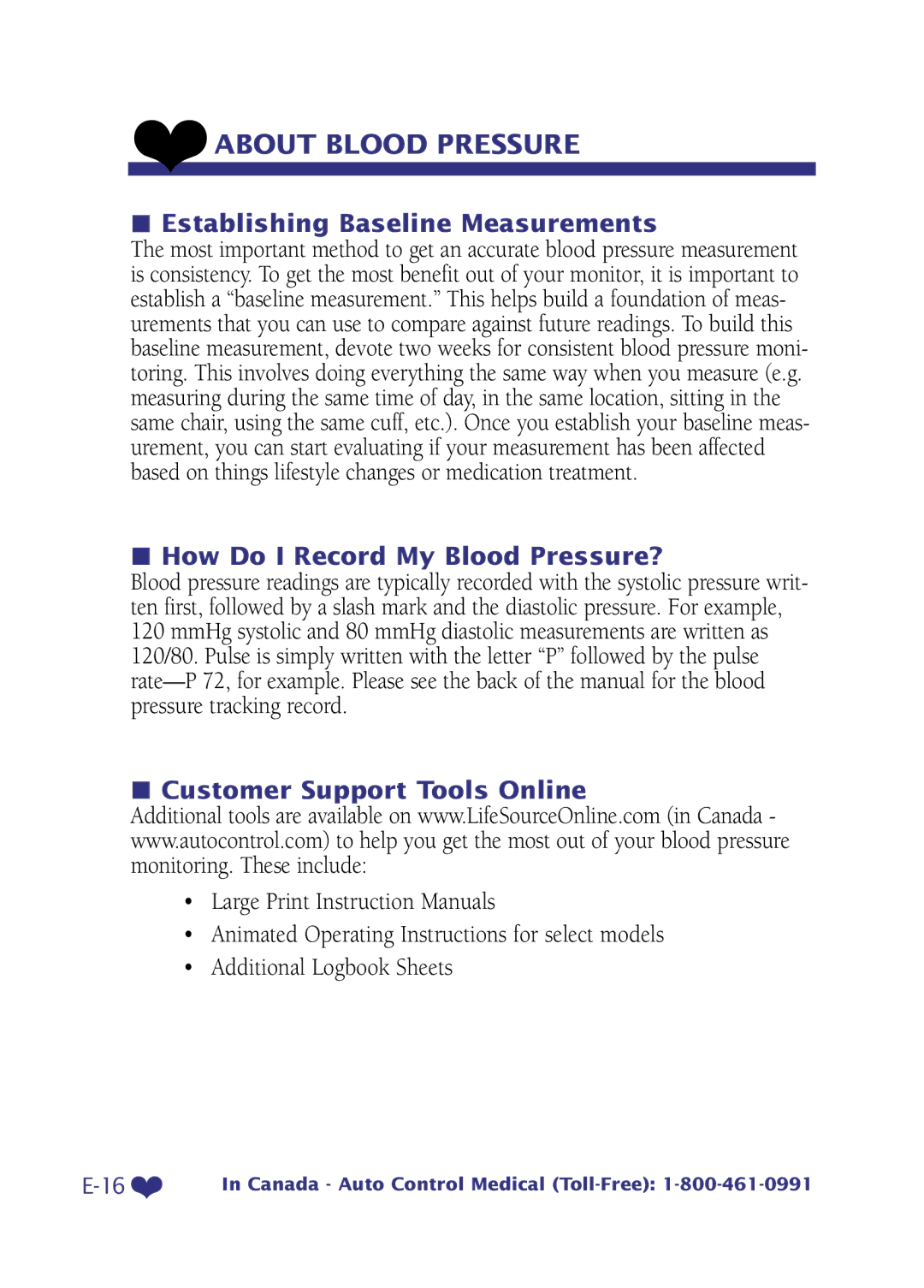 LifeSource UA-705 Establishing Baseline Measurements, How Do I Record My Blood Pressure?, Customer Support Tools Online 