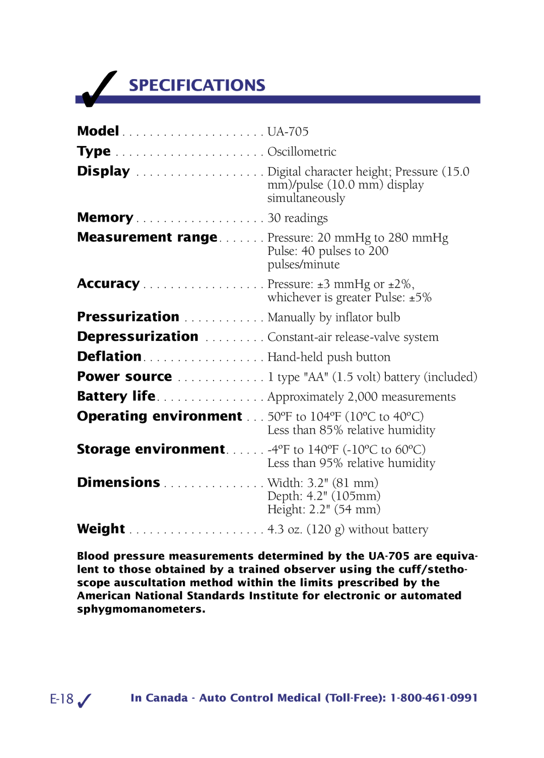 LifeSource UA-705 manual 