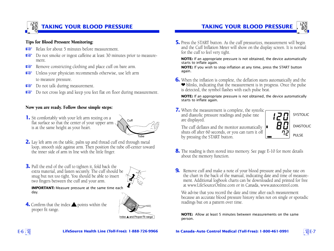 LifeSource UA-767 Plus manual Taking Your Blood Pressure, Tips for Blood Pressure Monitoring 