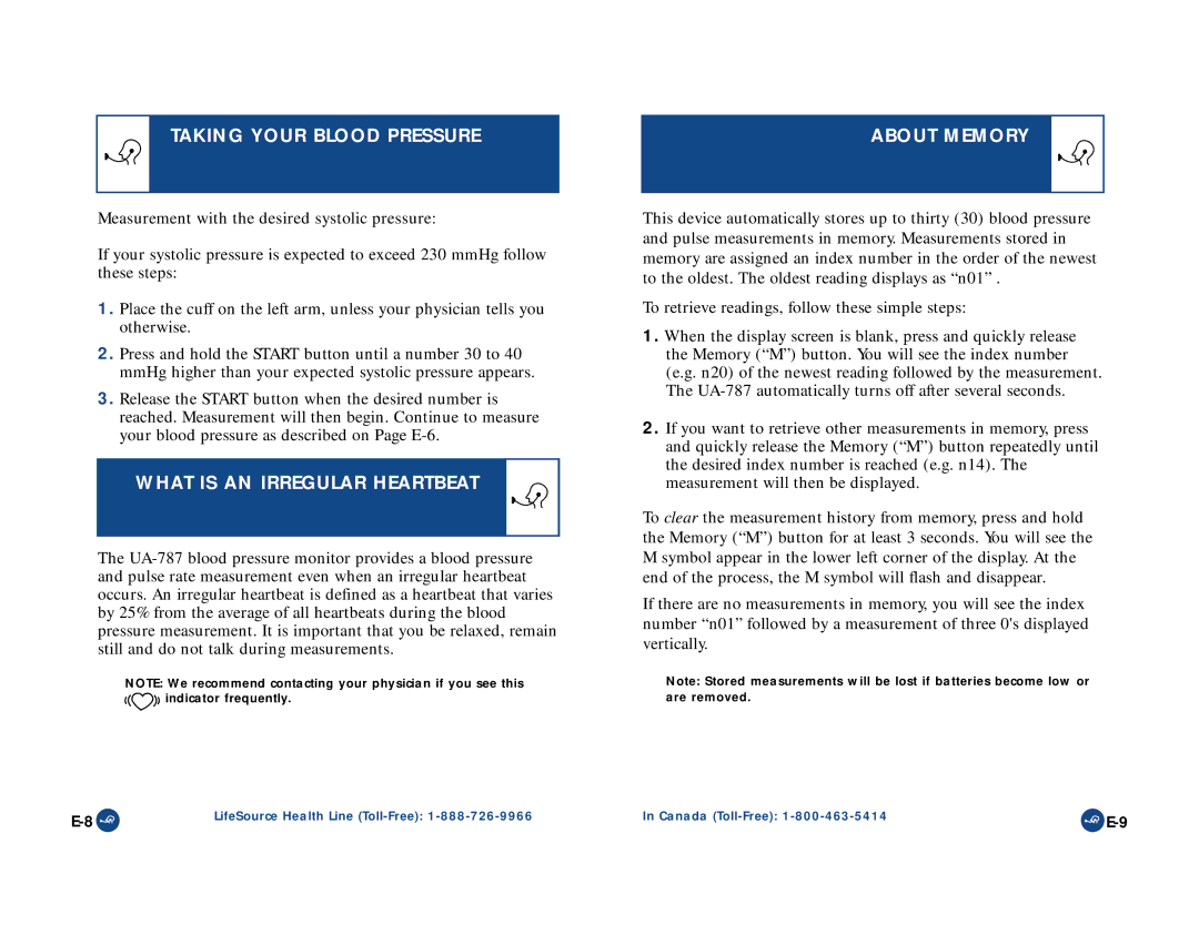 LifeSource UA-787 manual What is AN Irregular Heartbeat, About Memory 