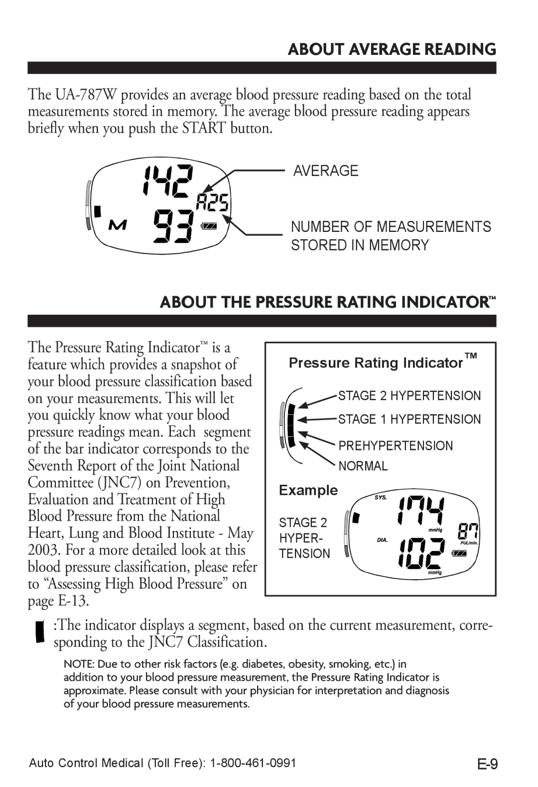 LifeSource UA-787W manual About Average Reading, About the Pressure Rating Indicator 