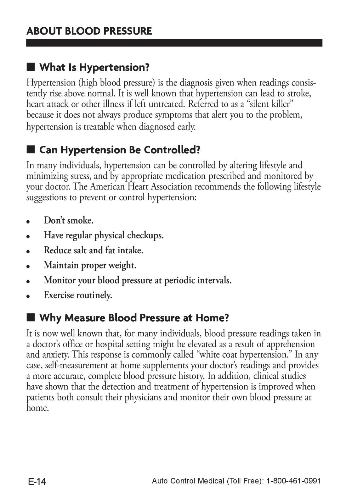 LifeSource UA-787W manual What Is Hypertension?, Can Hypertension Be Controlled?, Why Measure Blood Pressure at Home? 