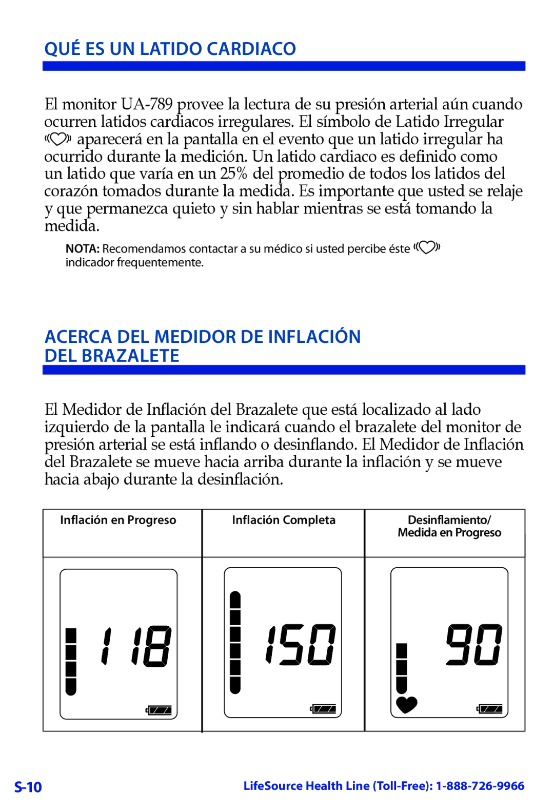 LifeSource UA-789 manual QUÉ ES UN Latido Cardiaco, Acerca DEL Medidor DE Inflación DEL Brazalete 