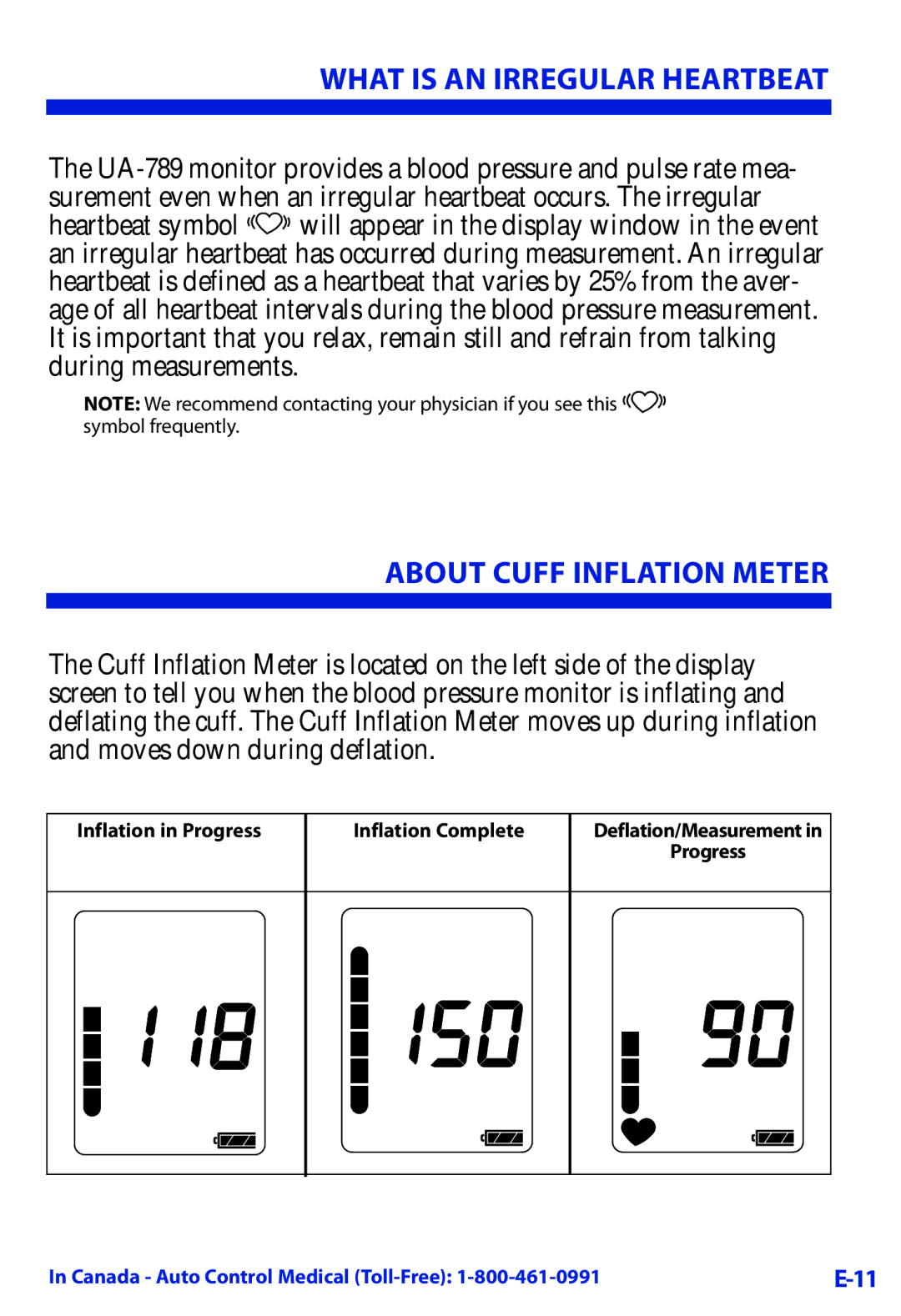 LifeSource UA-789 manual What is AN Irregular HeartBeat, About cuff inflation Meter 