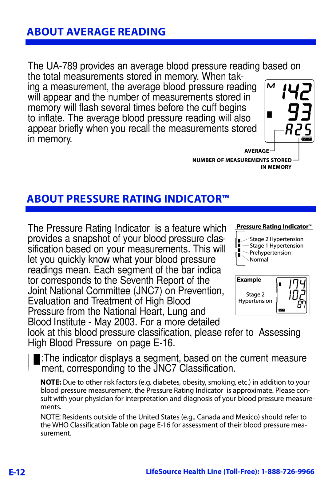 LifeSource UA-789 manual About Average Reading, About Pressure Rating Indicator 