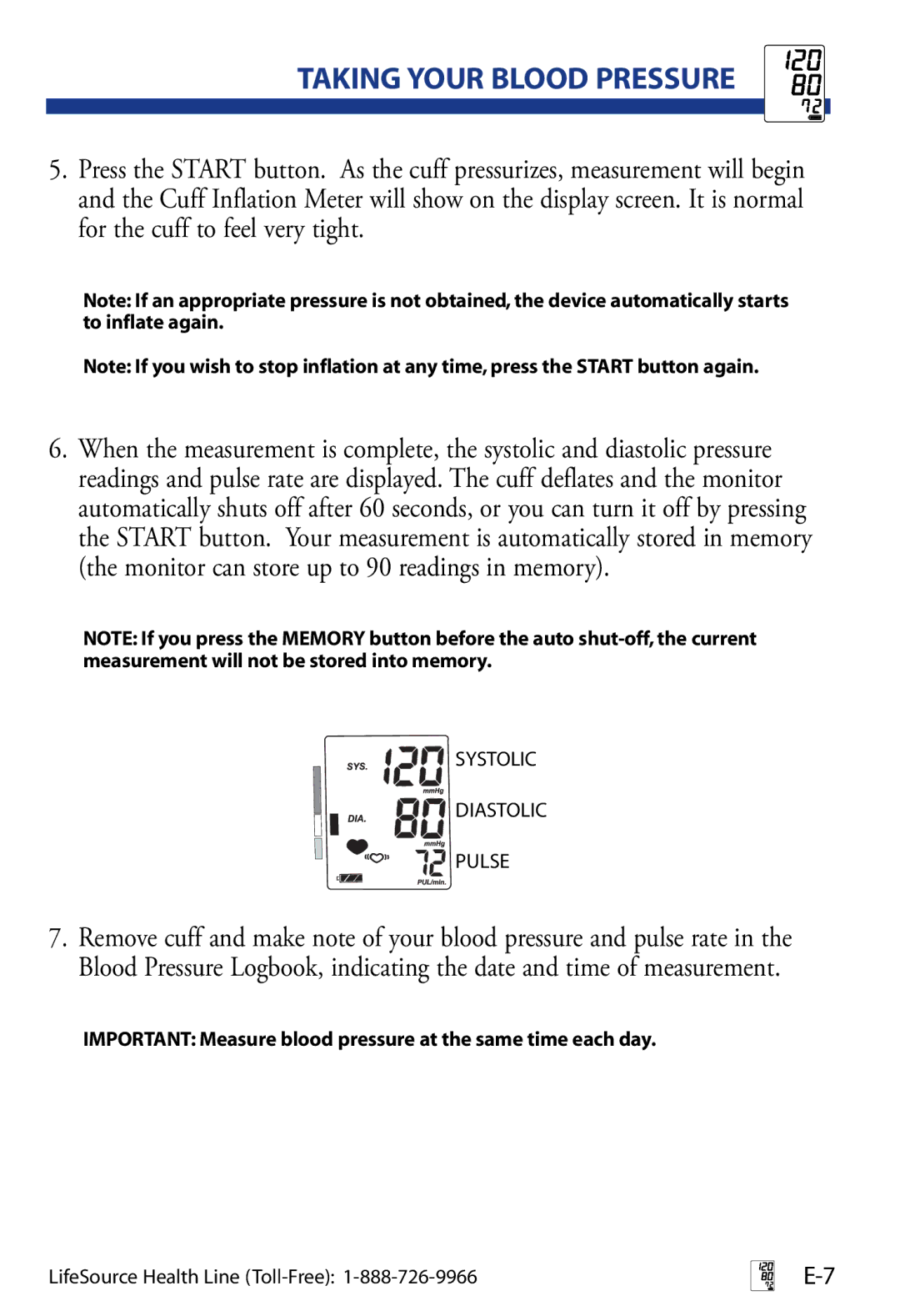 LifeSource UA-851 manual Taking Your Blood Pressure 