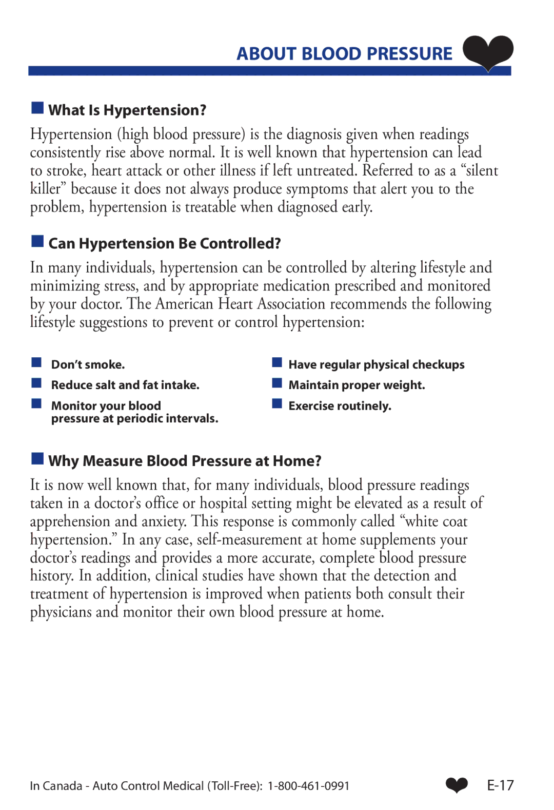 LifeSource UA-853 manual What Is Hypertension?, Can Hypertension Be Controlled?, Why Measure Blood Pressure at Home? 