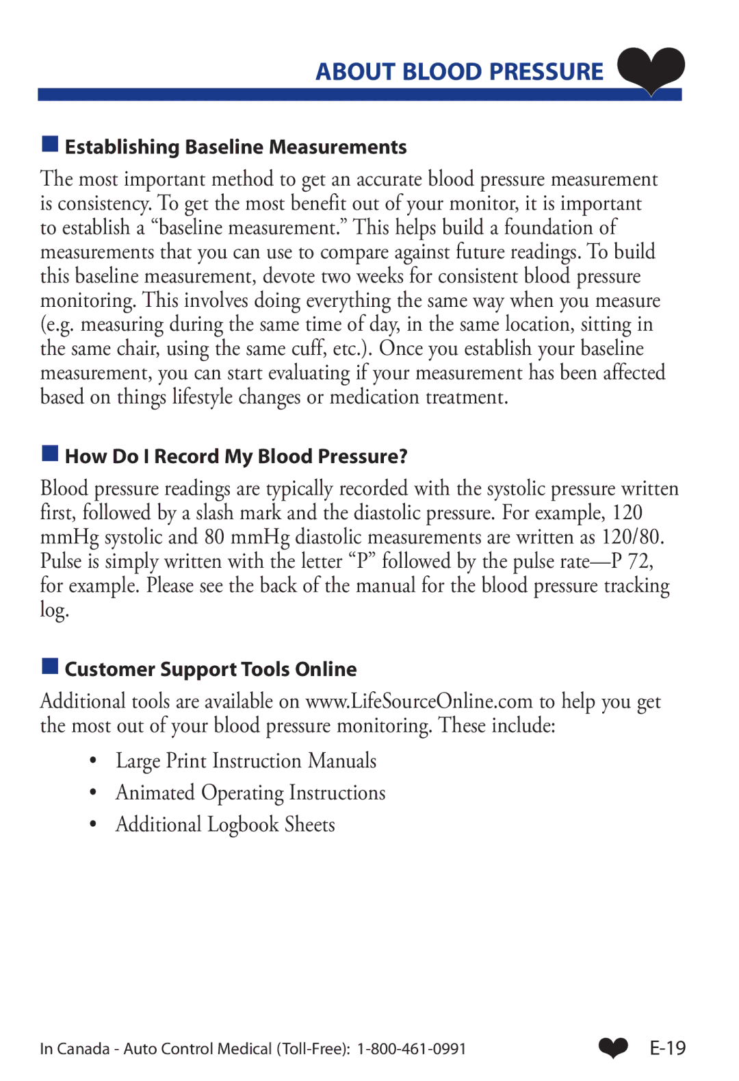 LifeSource UA-853 Establishing Baseline Measurements, How Do I Record My Blood Pressure?, Customer Support Tools Online 