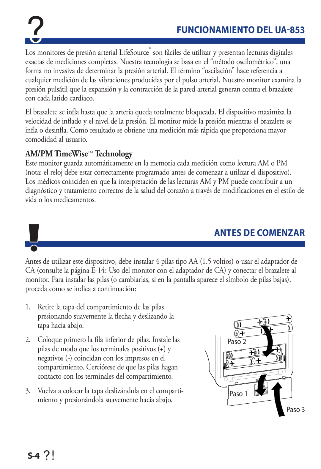 LifeSource UA 853AC manual Antes DE Comenzar, AM/PM TimeWiseTM Technology 