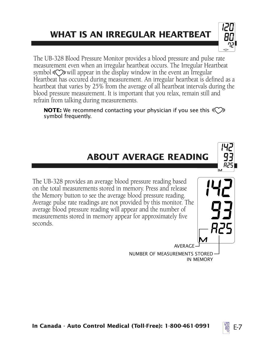 LifeSource UB-328 manual What is AN Irregular Heartbeat, About Average Reading 