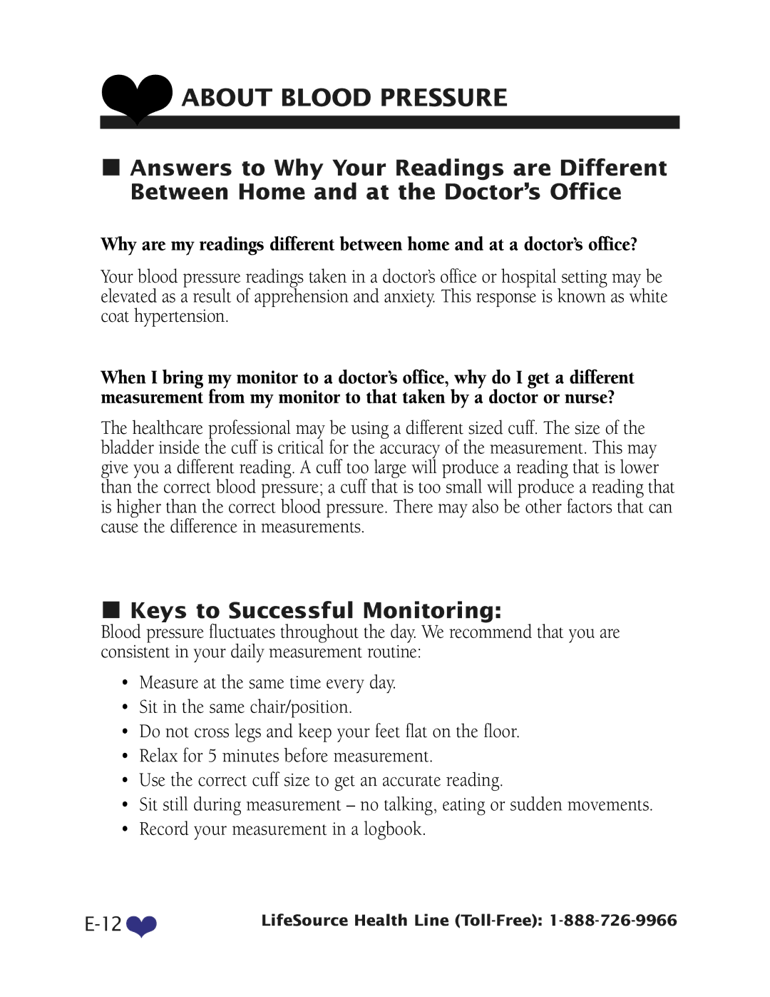 LifeSource UB-328 manual Keys to Successful Monitoring 