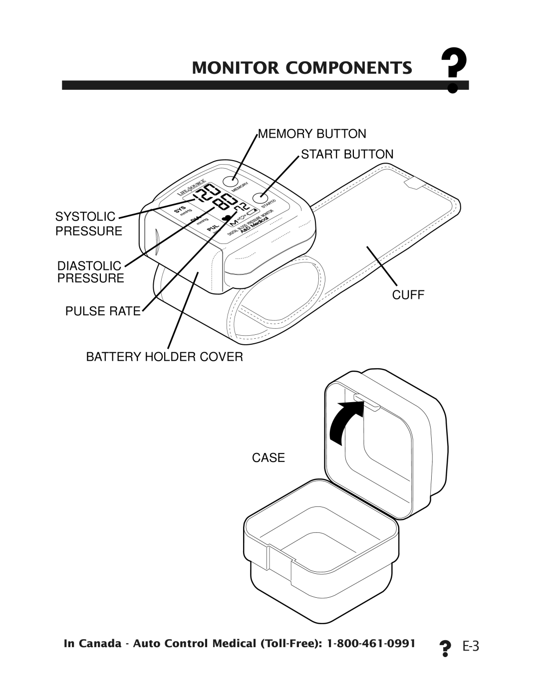 LifeSource UB-328 manual Monitor Components ? 