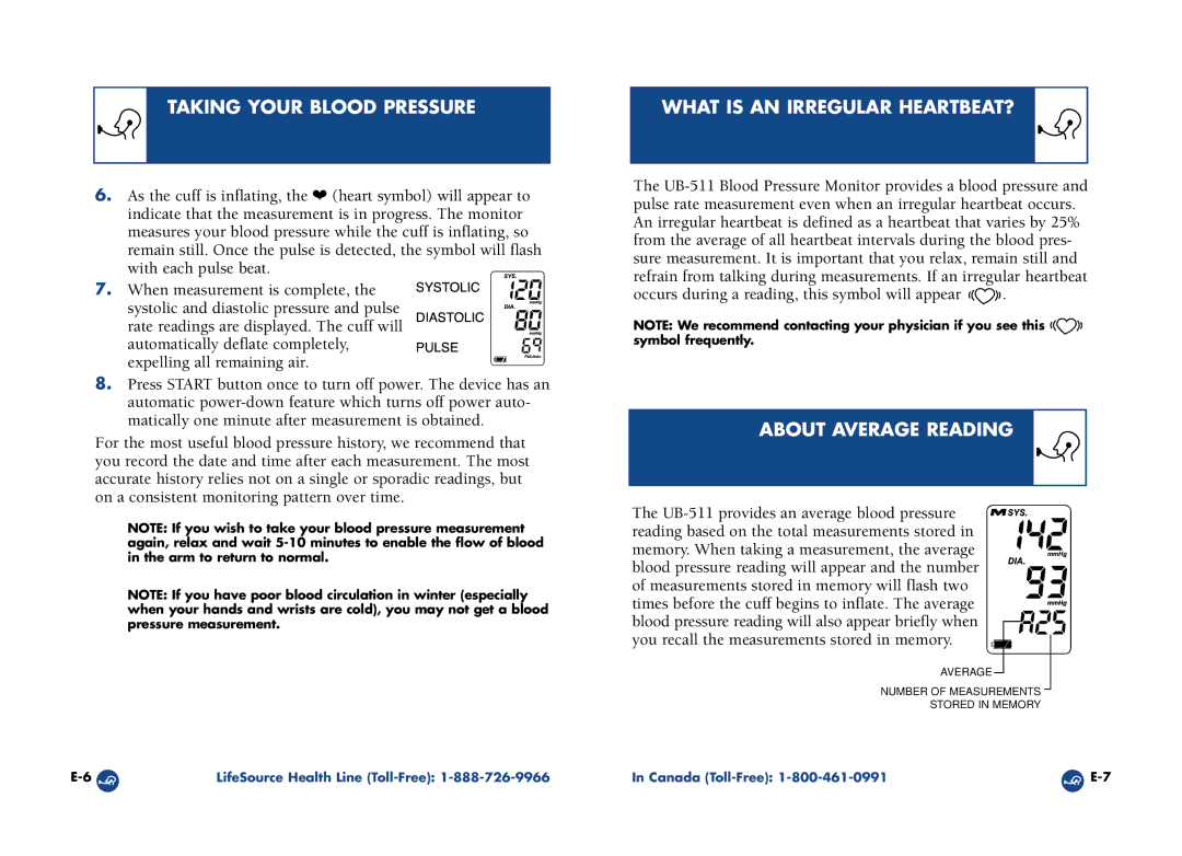 LifeSource UB-511 manual Taking Your Blood Pressure What is AN Irregular HEARTBEAT?, About Average Reading 