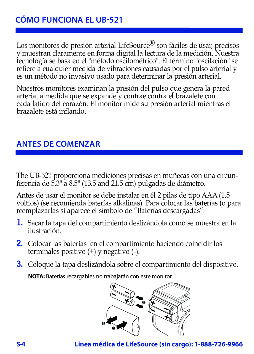 LifeSource manual Cómo Funciona EL UB-521, Antes DE Comenzar 