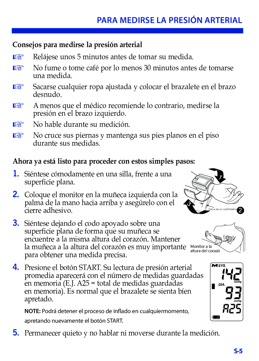 LifeSource UB-521 manual Para Medirse LA Presión Arterial, Consejos para medirse la presión arterial 