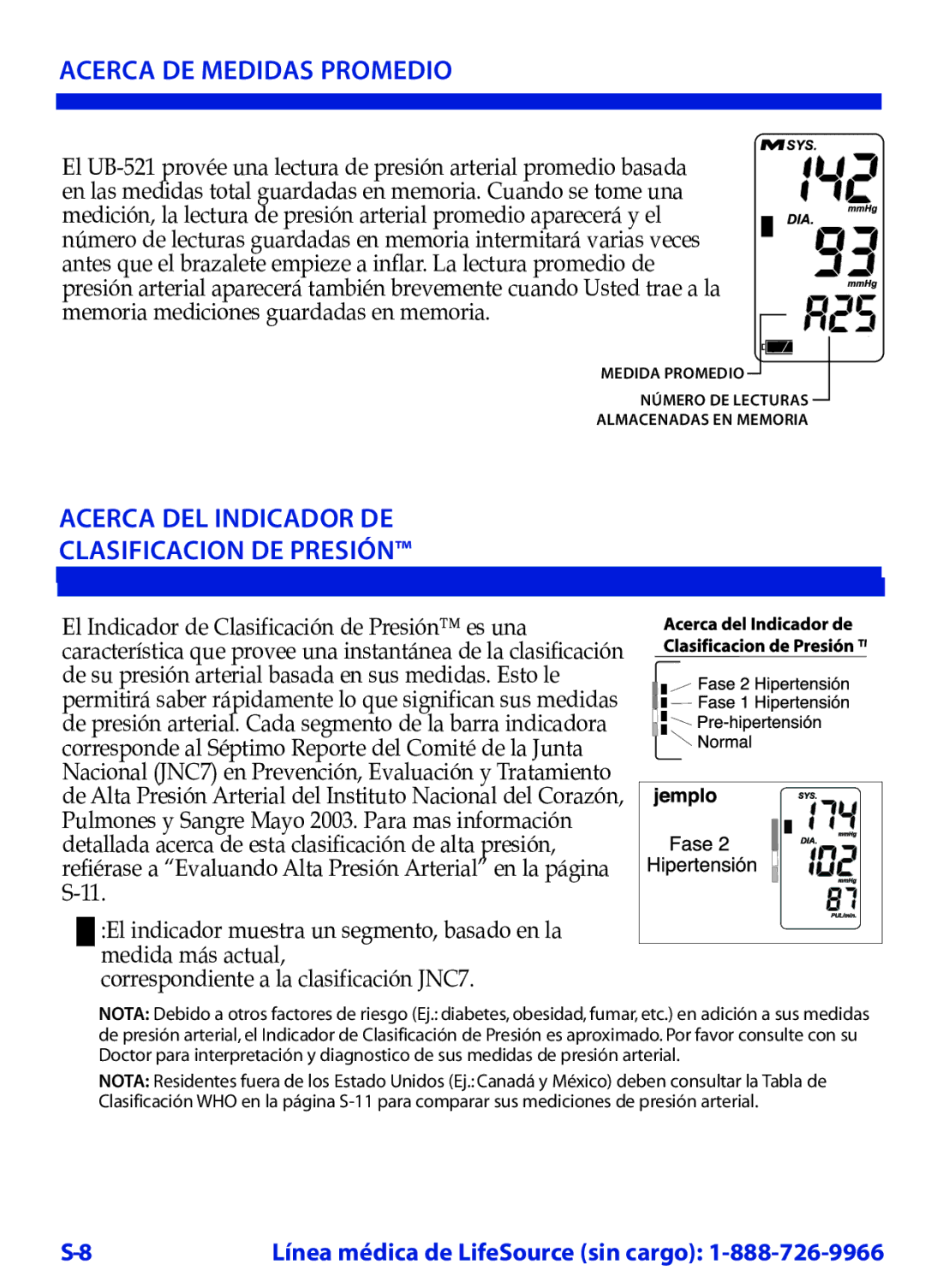 LifeSource UB-521 manual Acerca DE Medidas Promedio 