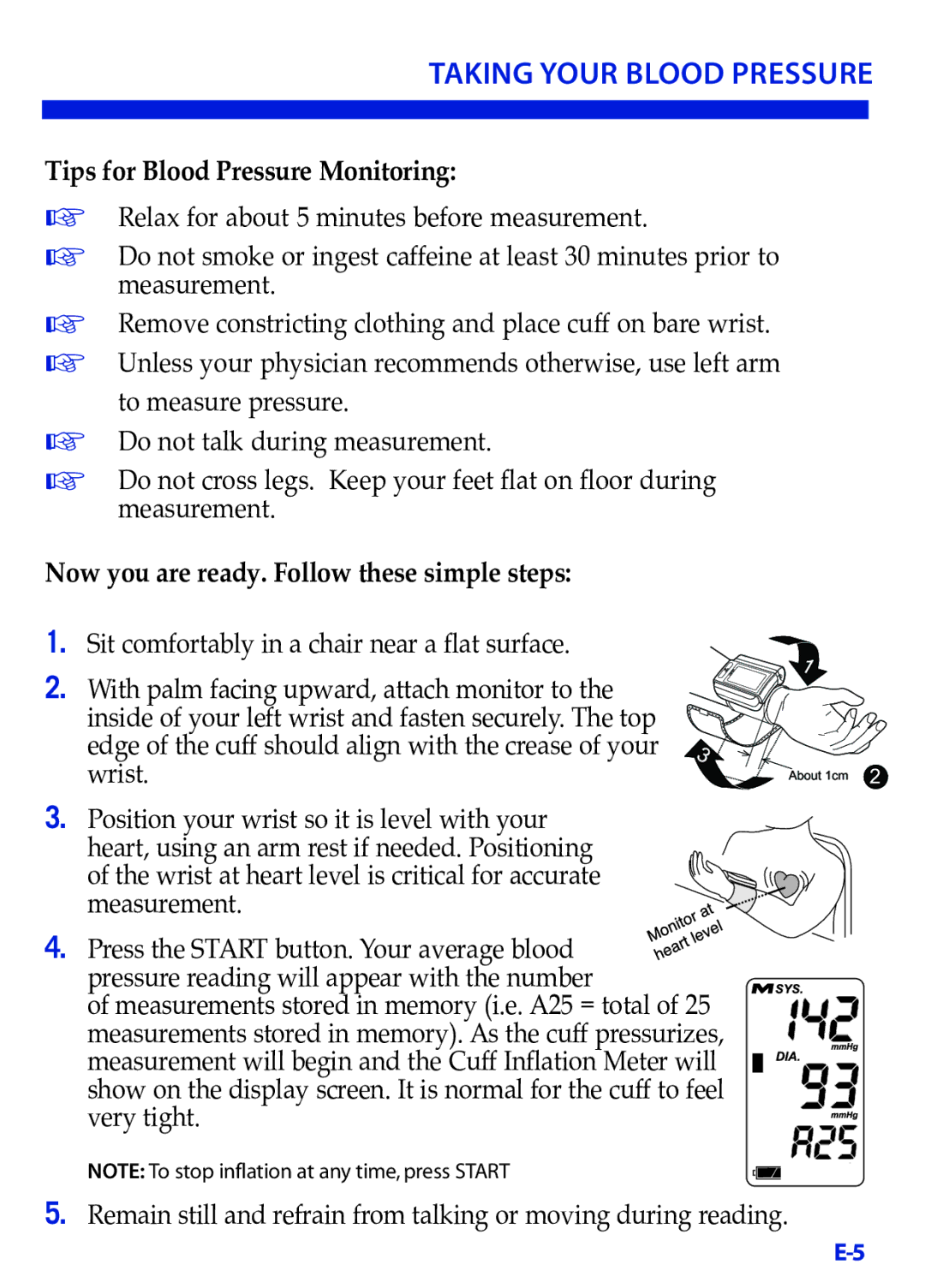 LifeSource UB-521 manual Taking Your Blood Pressure, Tips for Blood Pressure Monitoring 