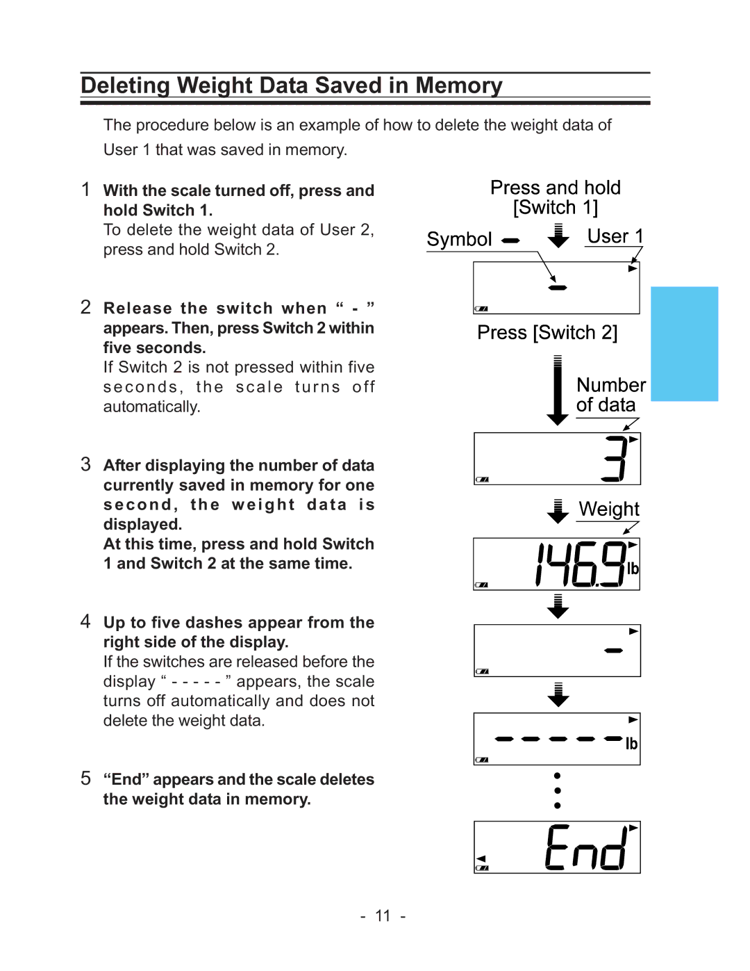 LifeSource UC-322 manual Deleting Weight Data Saved in Memory 