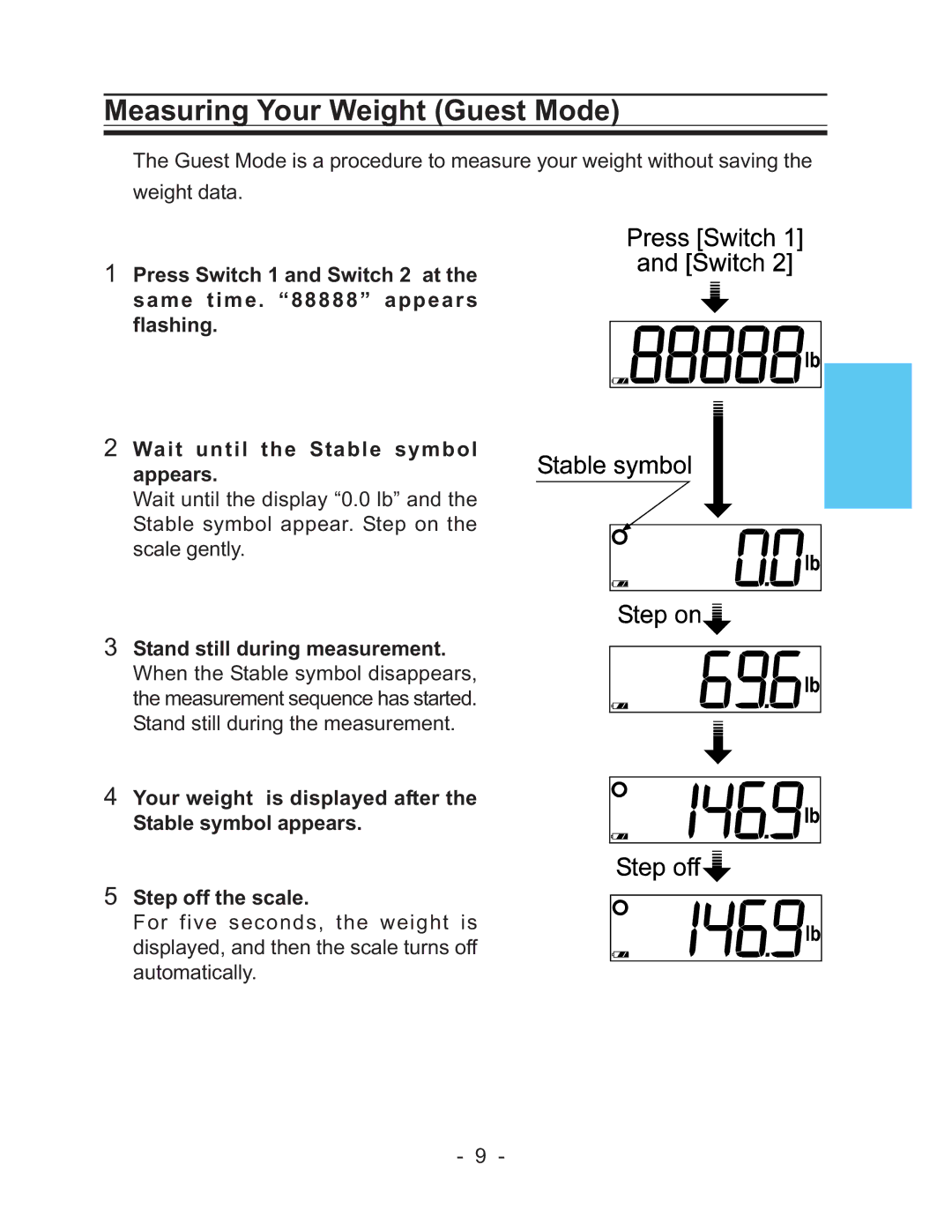 LifeSource UC-322 manual Measuring Your Weight Guest Mode 