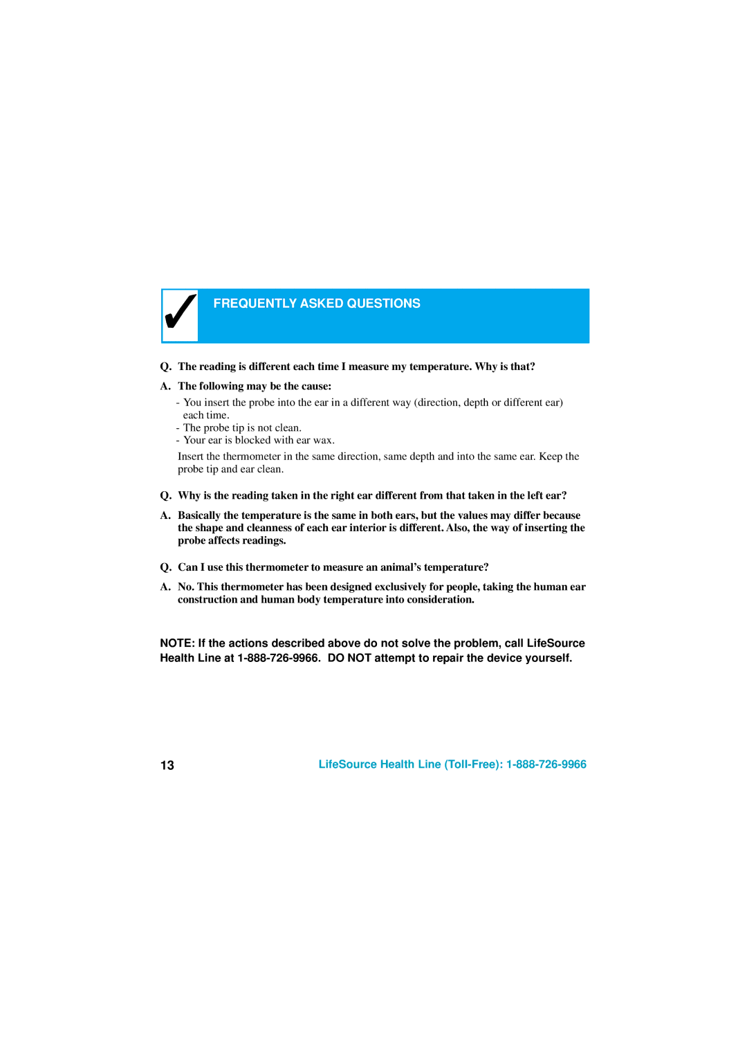 LifeSource UT-101 manual Frequently Asked Questions 