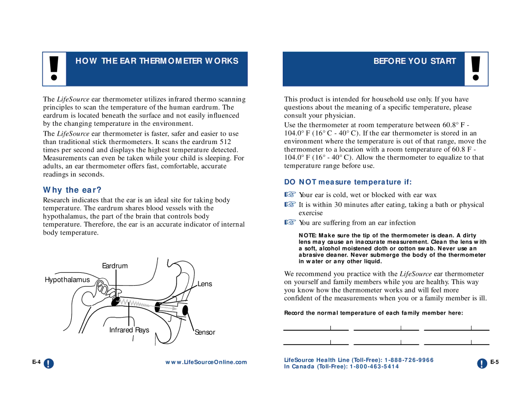 LifeSource UT-202 manual HOW the EAR Thermometer Works, Why the ear? 